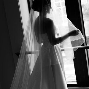 Cathedral Length Veil, Light Ivory with Blusher (2 Tier) Sheer with Pencil Edge